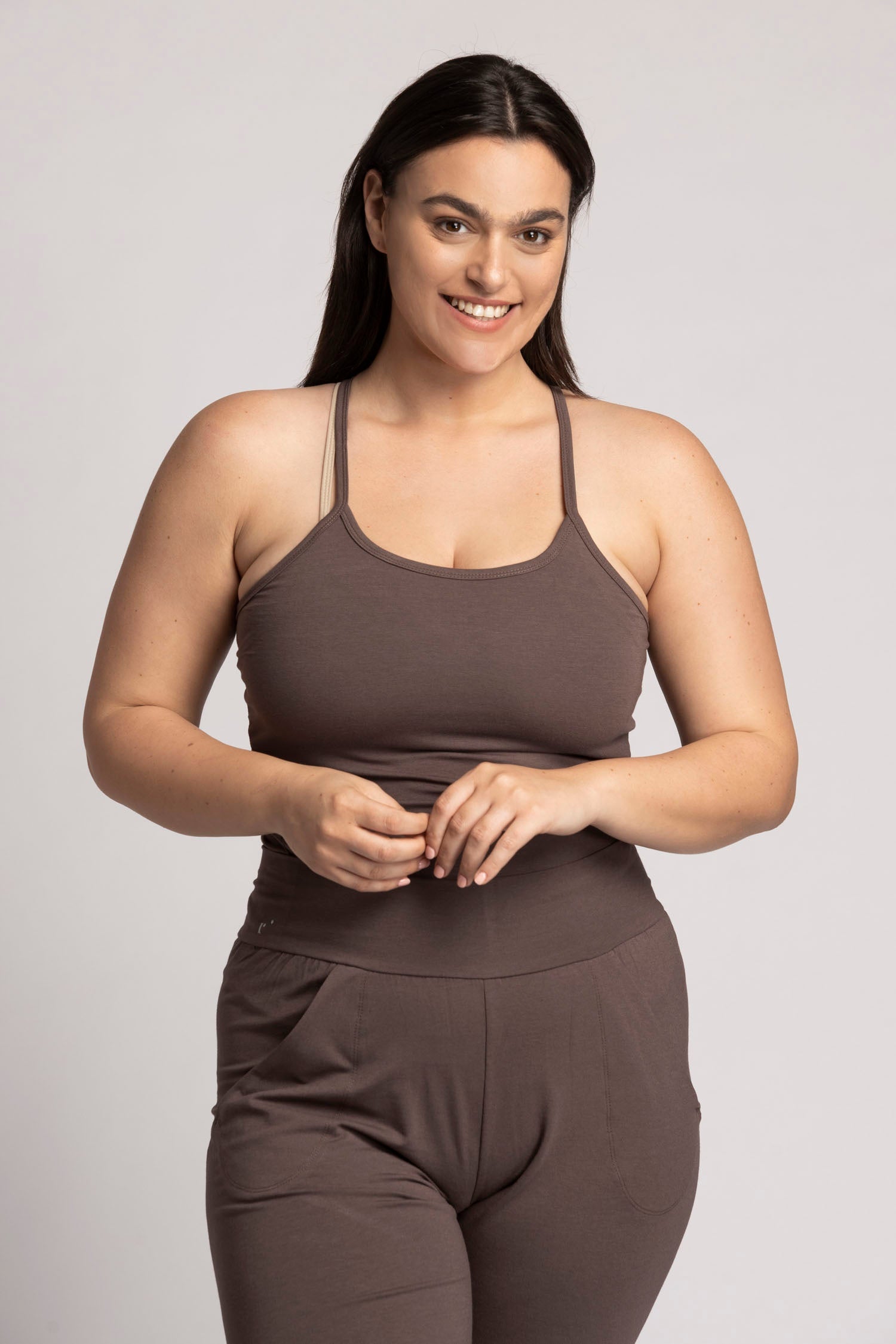 Pecan Criss Cross Tank Top womens clothing Ripple Yoga Wear 