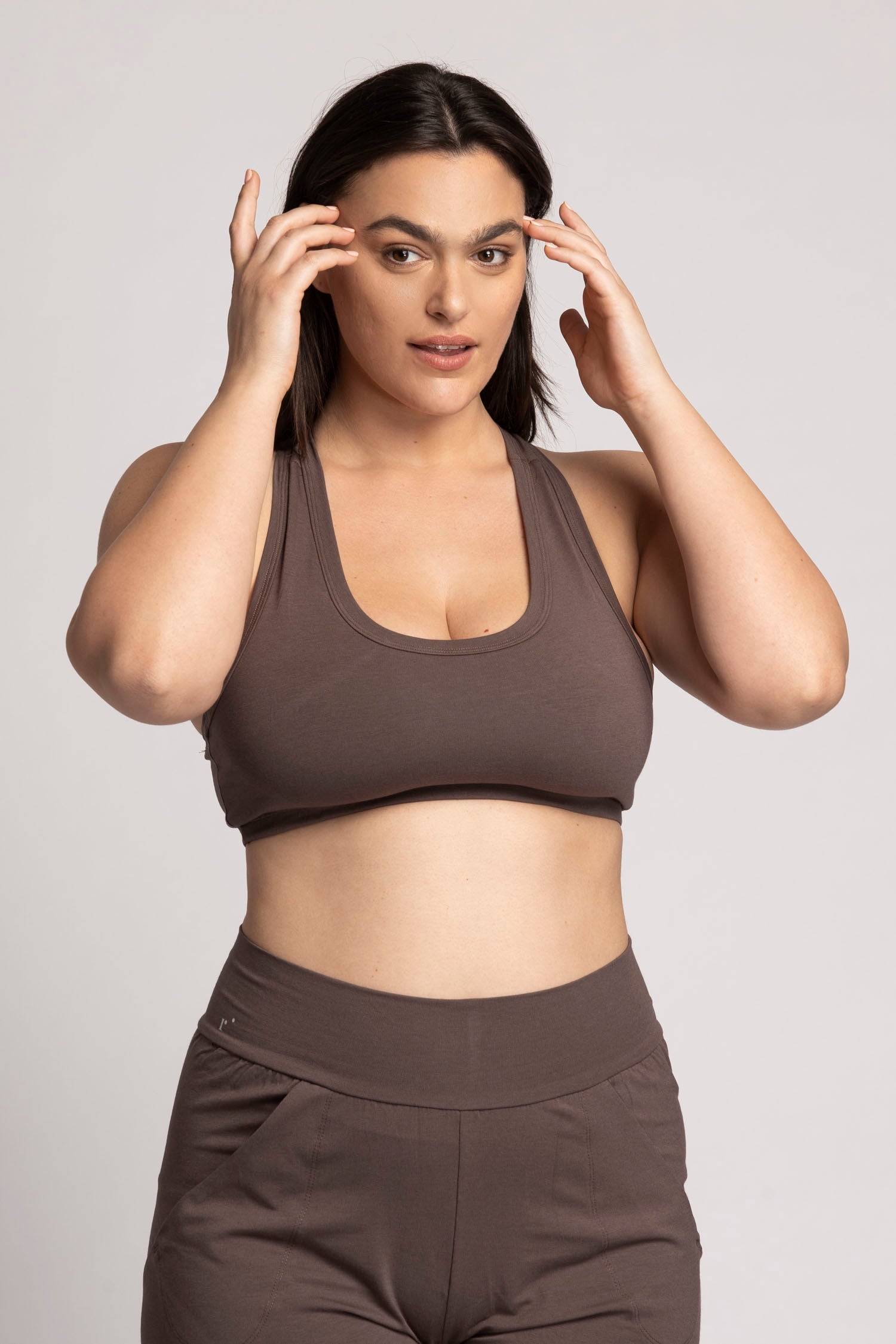 Pecan Racer-Back Bra womens clothing Ripple Yoga Wear 