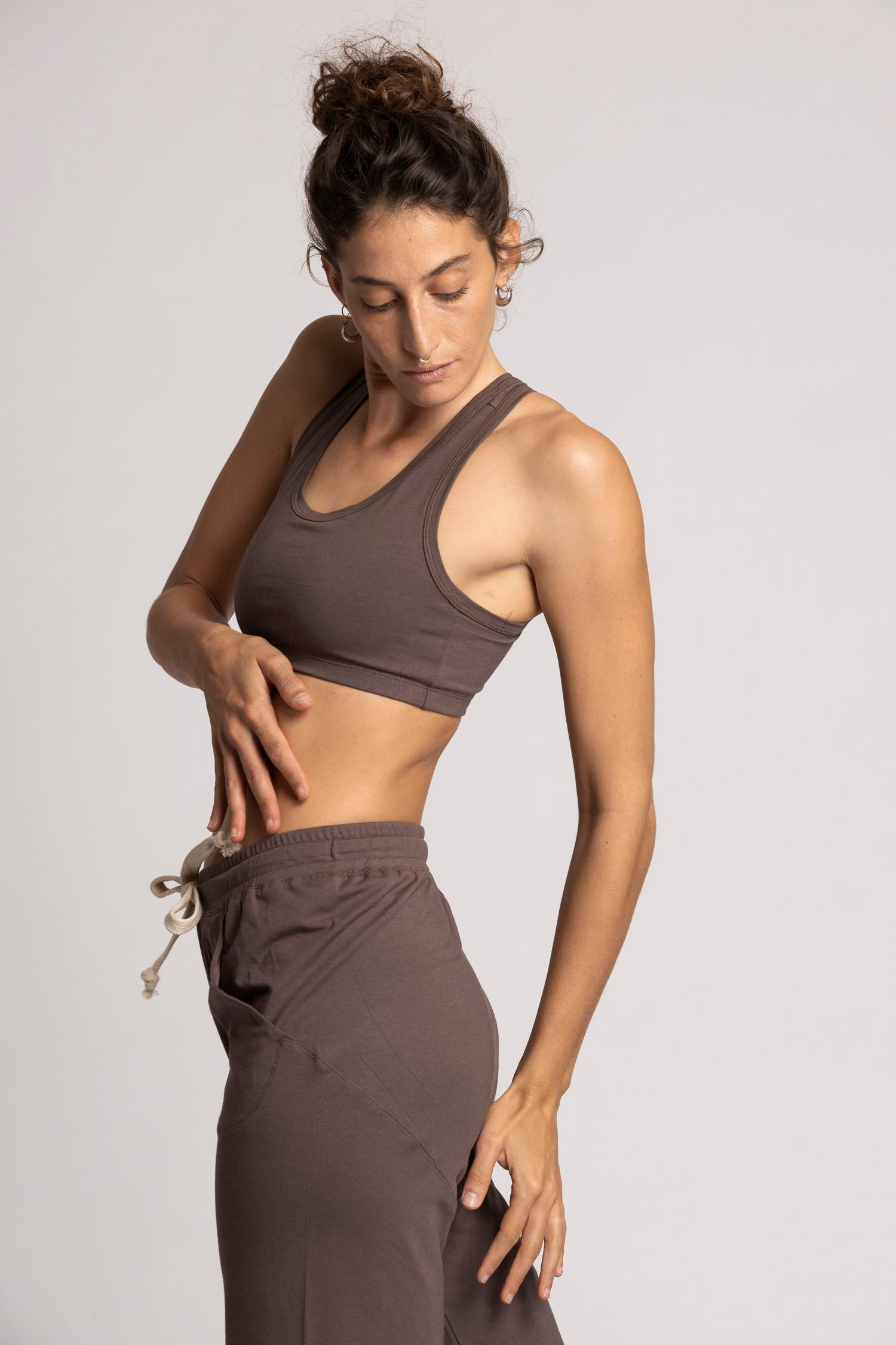 Pecan Racer-Back Bra womens clothing Ripple Yoga Wear 