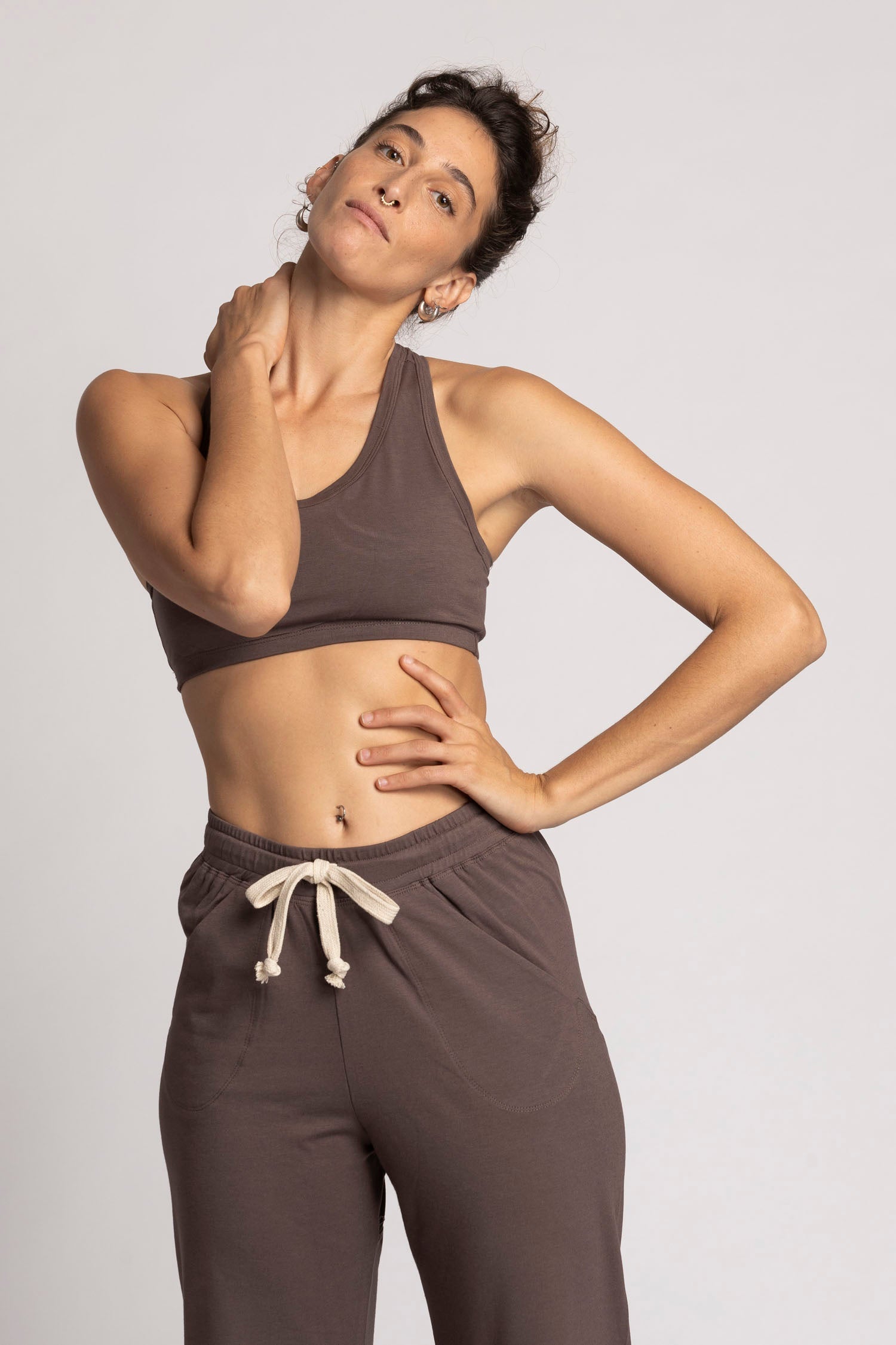 Pecan Racer-Back Bra womens clothing Ripple Yoga Wear 