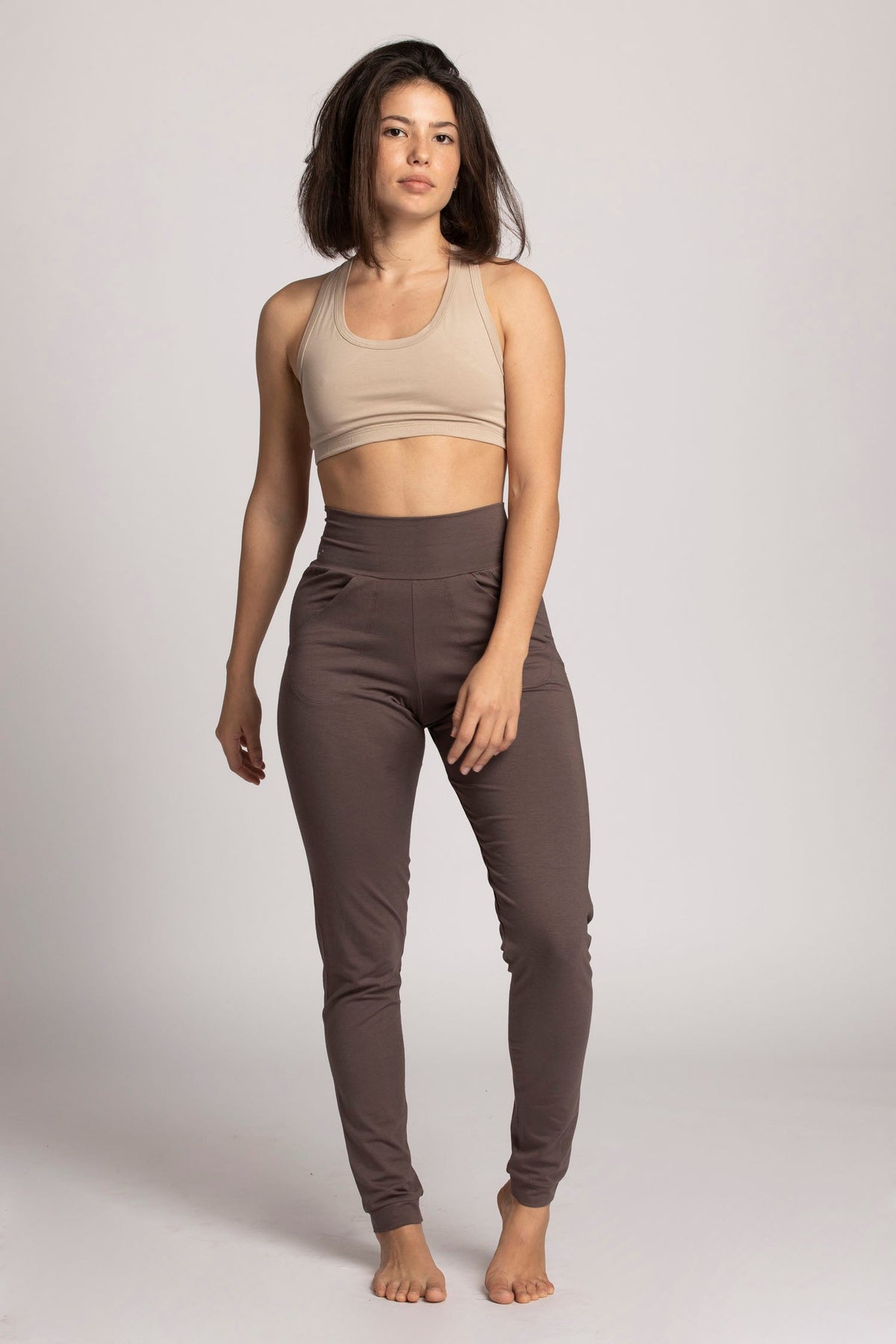 Pecan Slouchy Unisex Yoga Pants womens clothing Ripple Yoga Wear Slouchy Unisex Yoga Pants