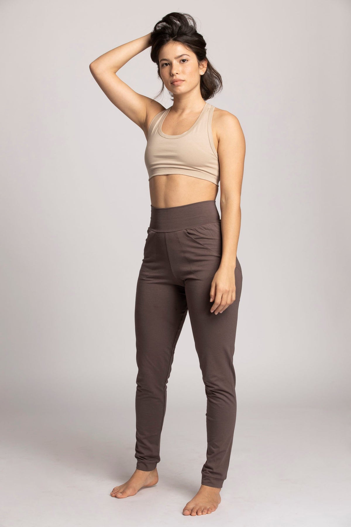 Pecan Slouchy Unisex Yoga Pants womens clothing Ripple Yoga Wear 