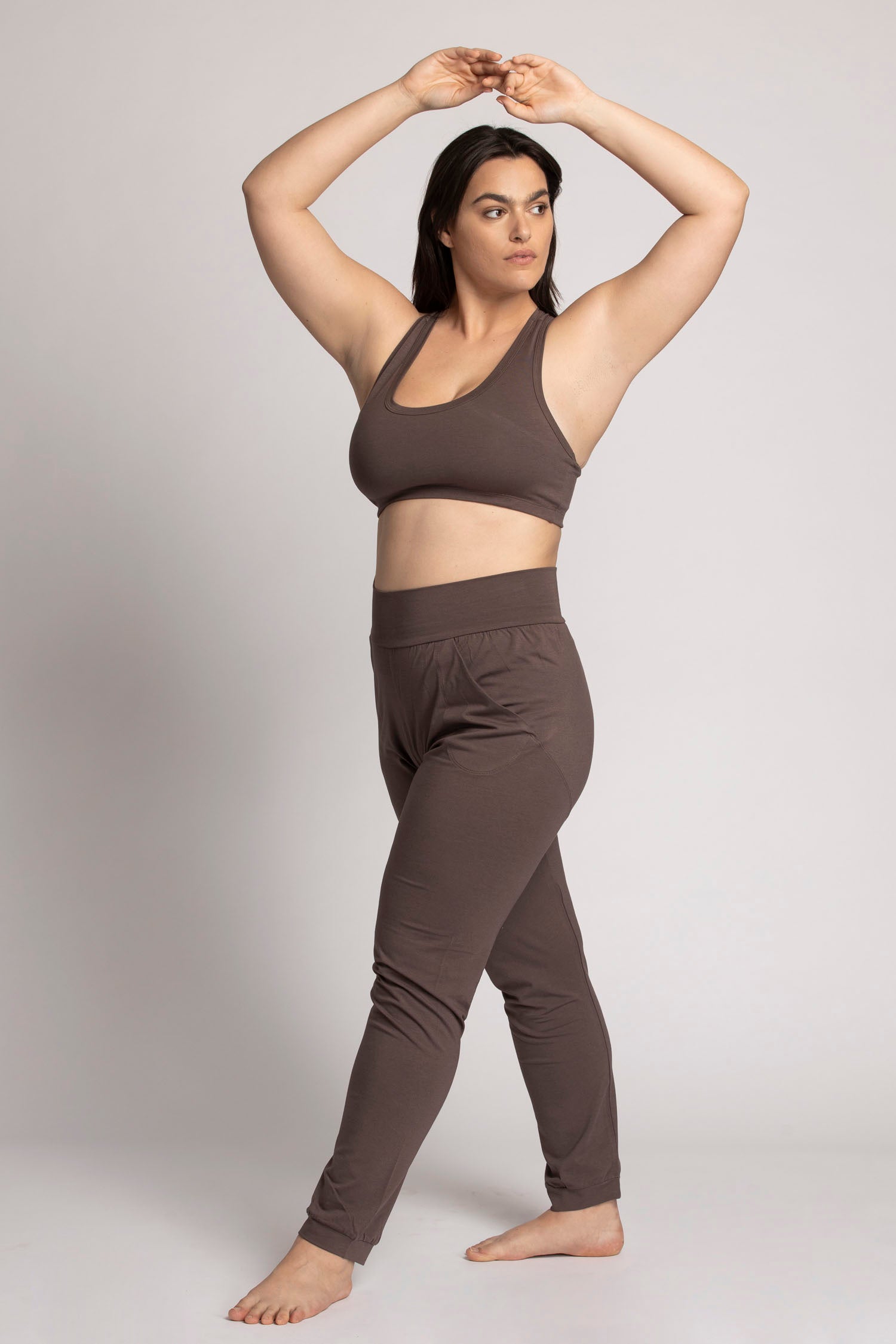 Pecan Slouchy Unisex Yoga Pants womens clothing Ripple Yoga Wear 