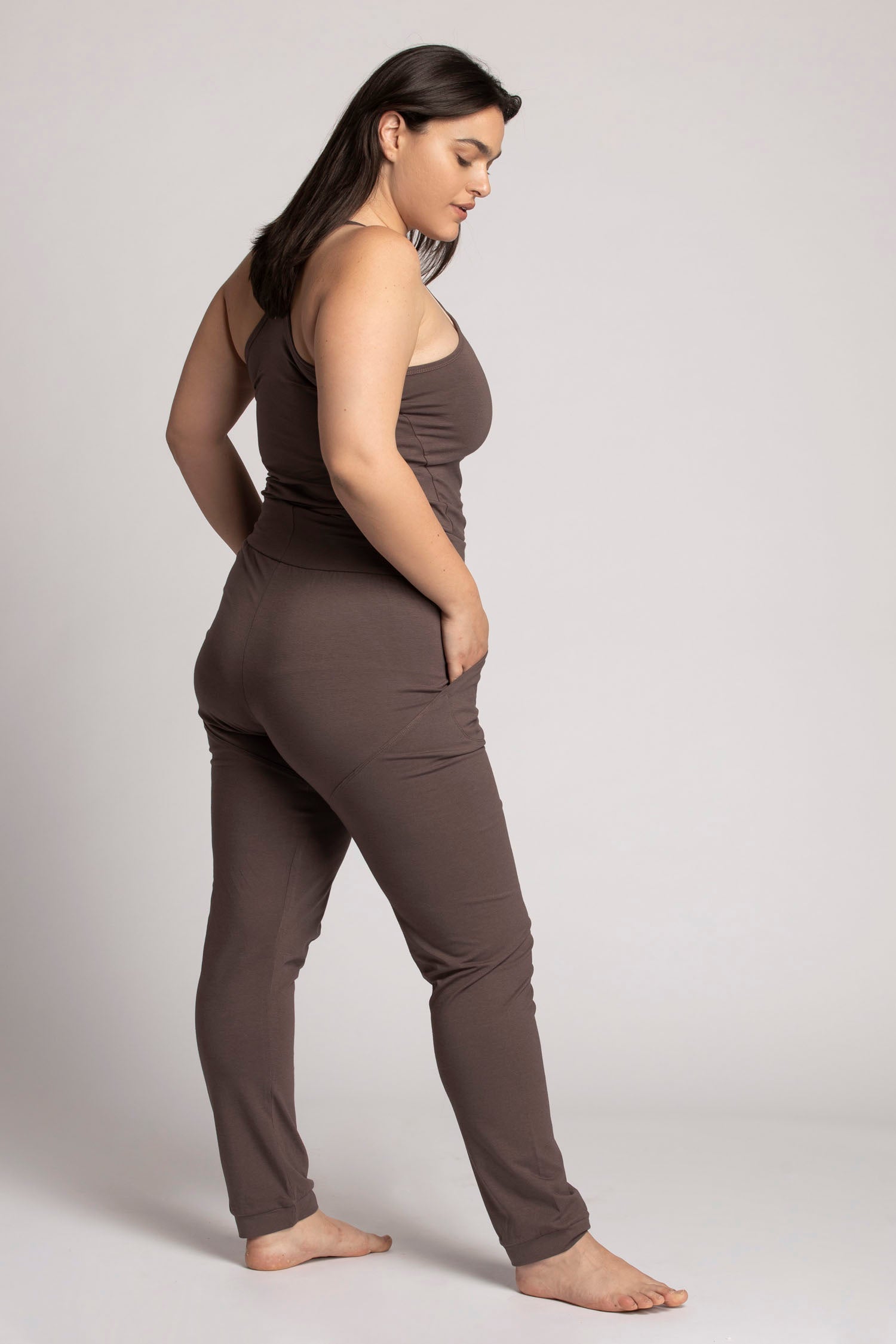 Pecan Slouchy Unisex Yoga Pants womens clothing Ripple Yoga Wear 