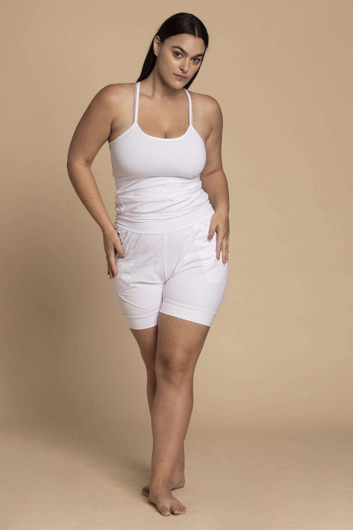 Pure White Short Yoga Jumpsuit womens clothing Ripple Yoga Wear white L 