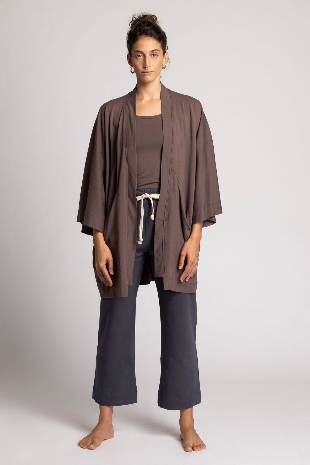 Soft Modal Lounge Kimono Cardigan womens clothing Ripple Yoga Wear 