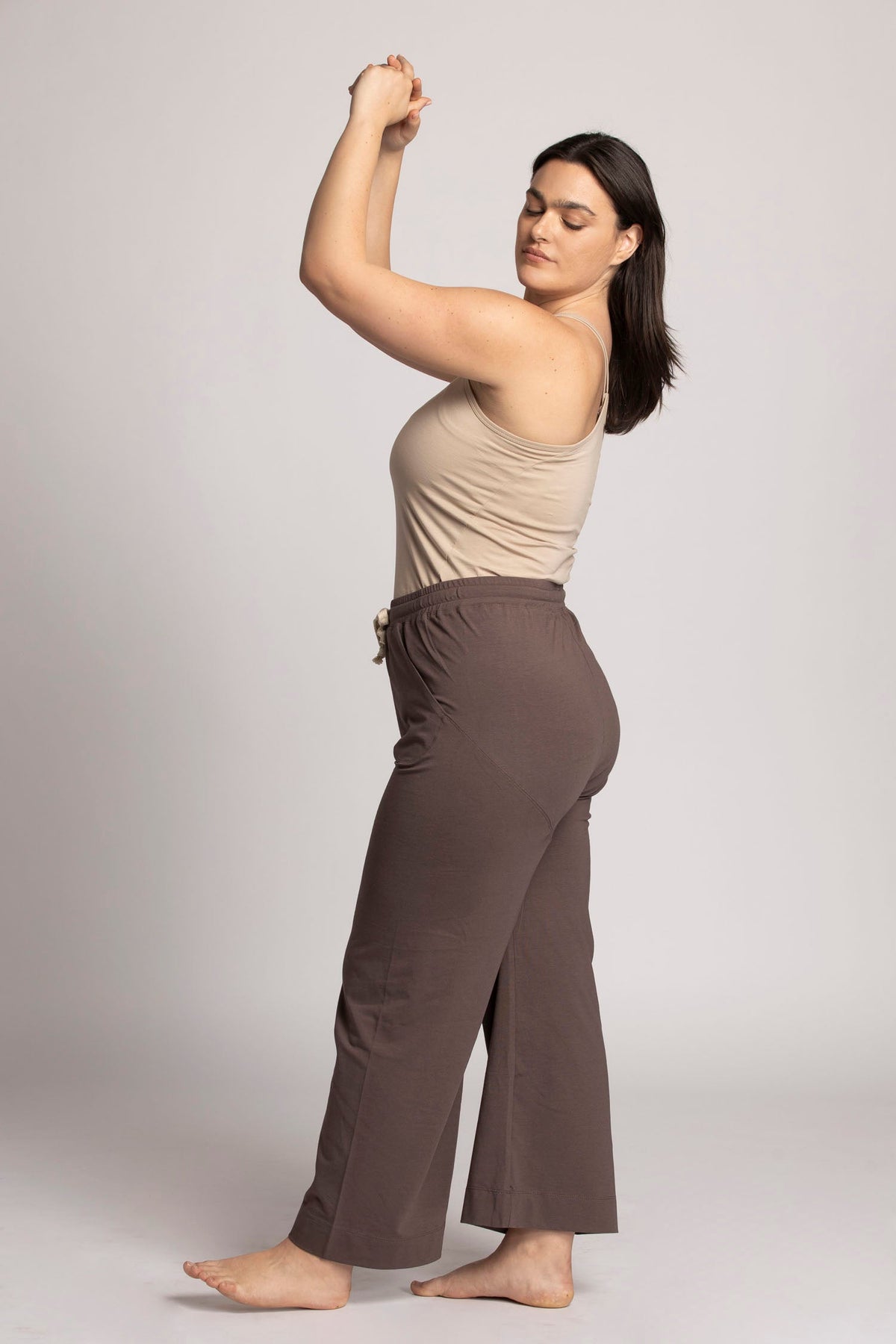 Soft Modal Wide Leg Lounge Pants womens clothing Ripple Yoga Wear pecan L 