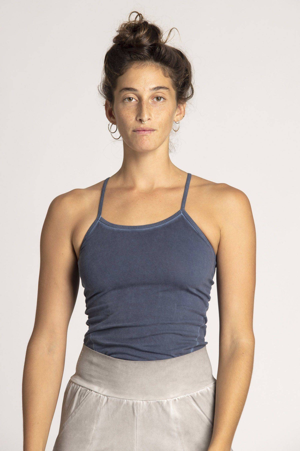 Stone Wash Criss Cross Tank Top - womens clothing - Ripple Yoga Wear