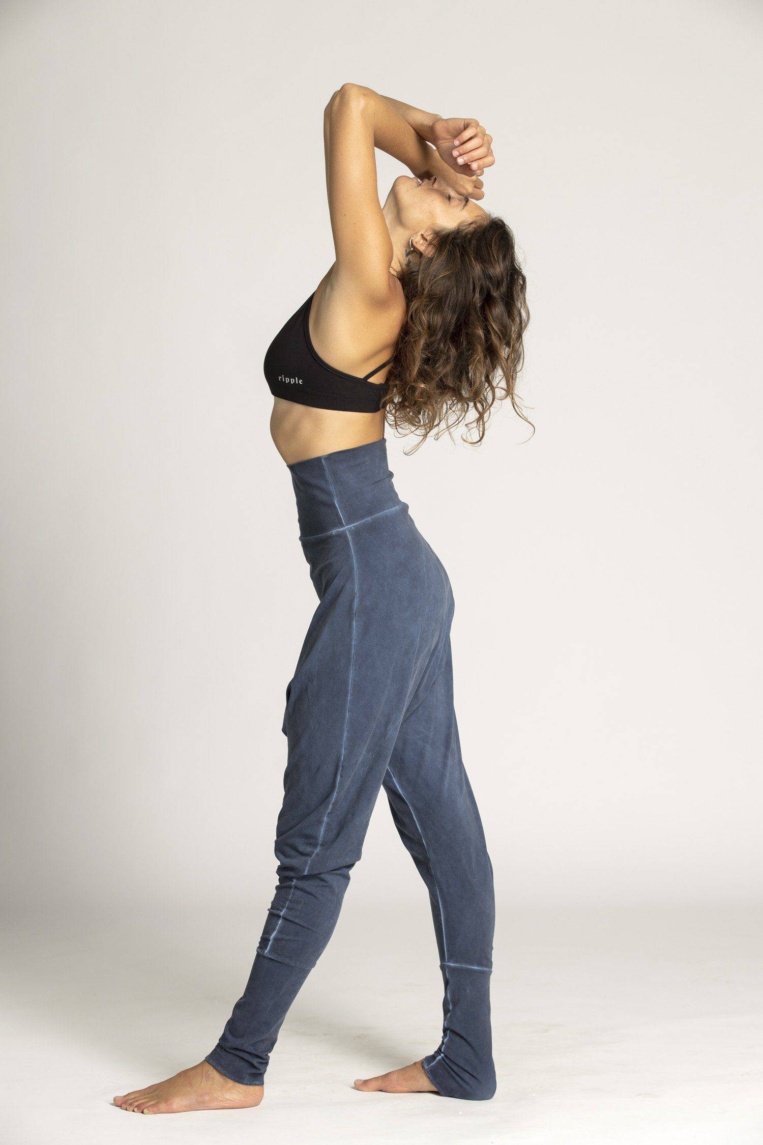 Stonewash Harem Pants womens clothing Ripple Yoga Wear 